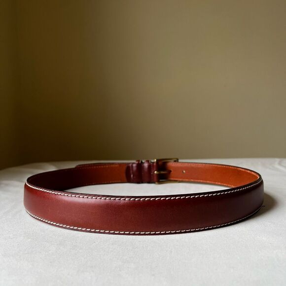 Jos A Bank Italian Leather Dress Belt Cognac Brown Brass Buckle Size 36 - Picture 3 of 8